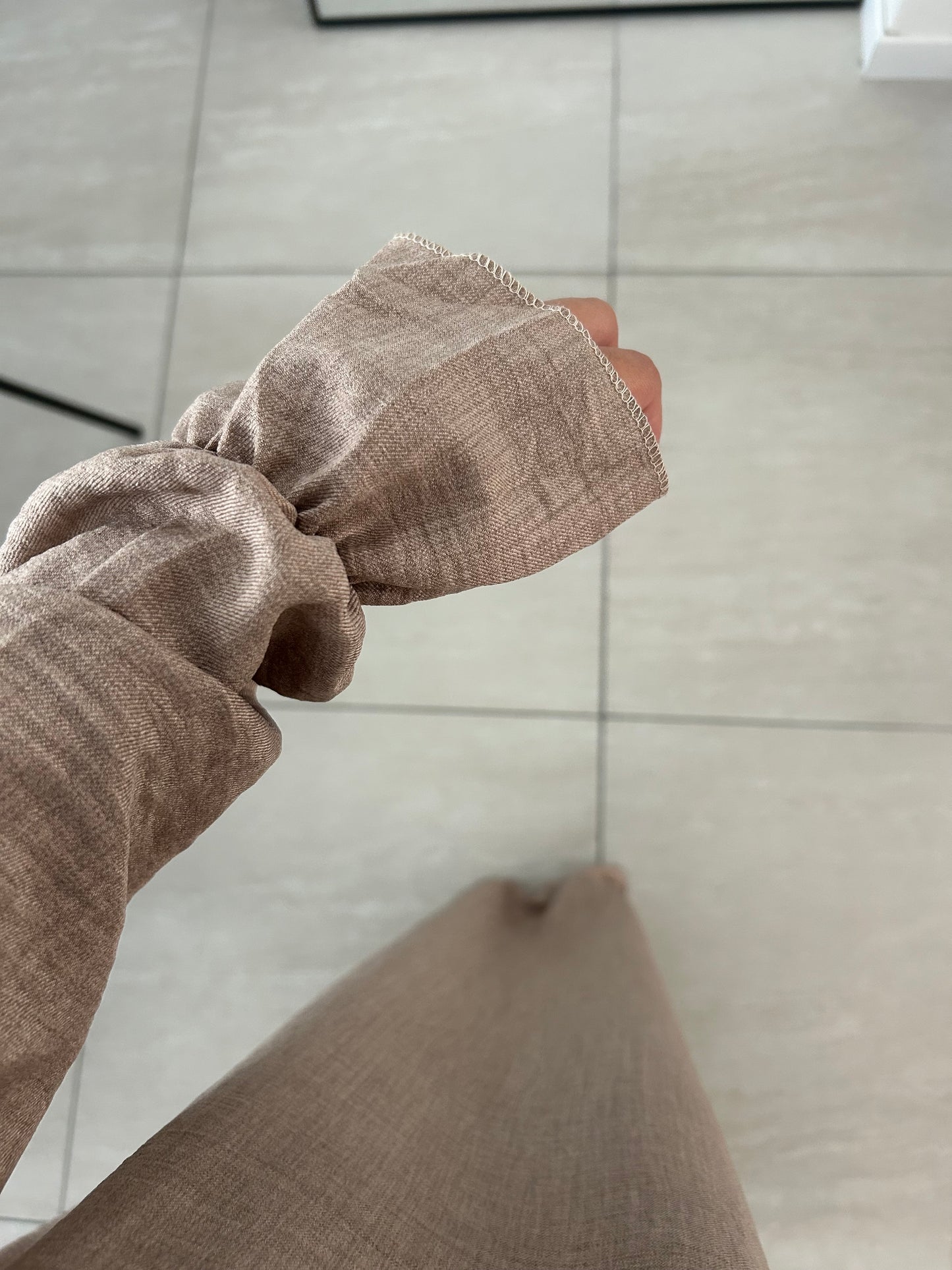 ABAYA - manches volants effet lin - Noir/Kaki/Taupe