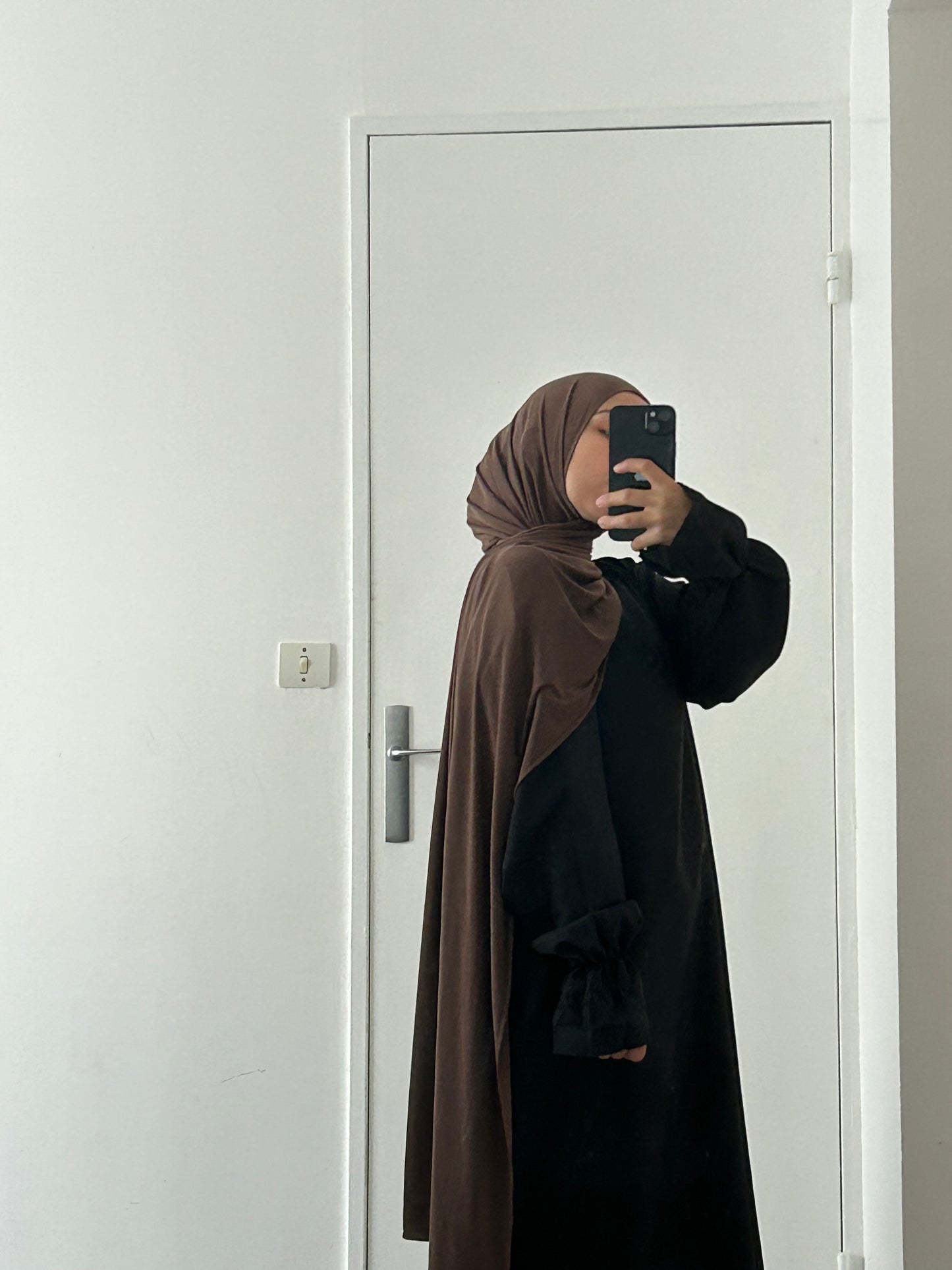 ABAYA - manches volants effet lin - Noir/Kaki/Taupe