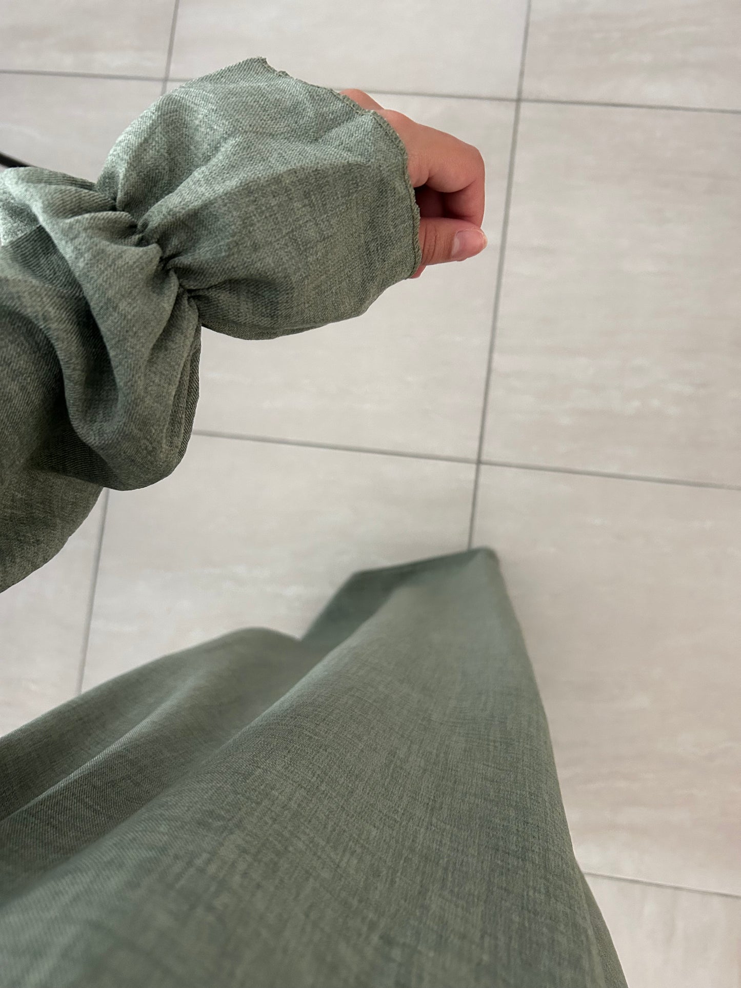 ABAYA - manches volants effet lin - Noir/Kaki/Taupe